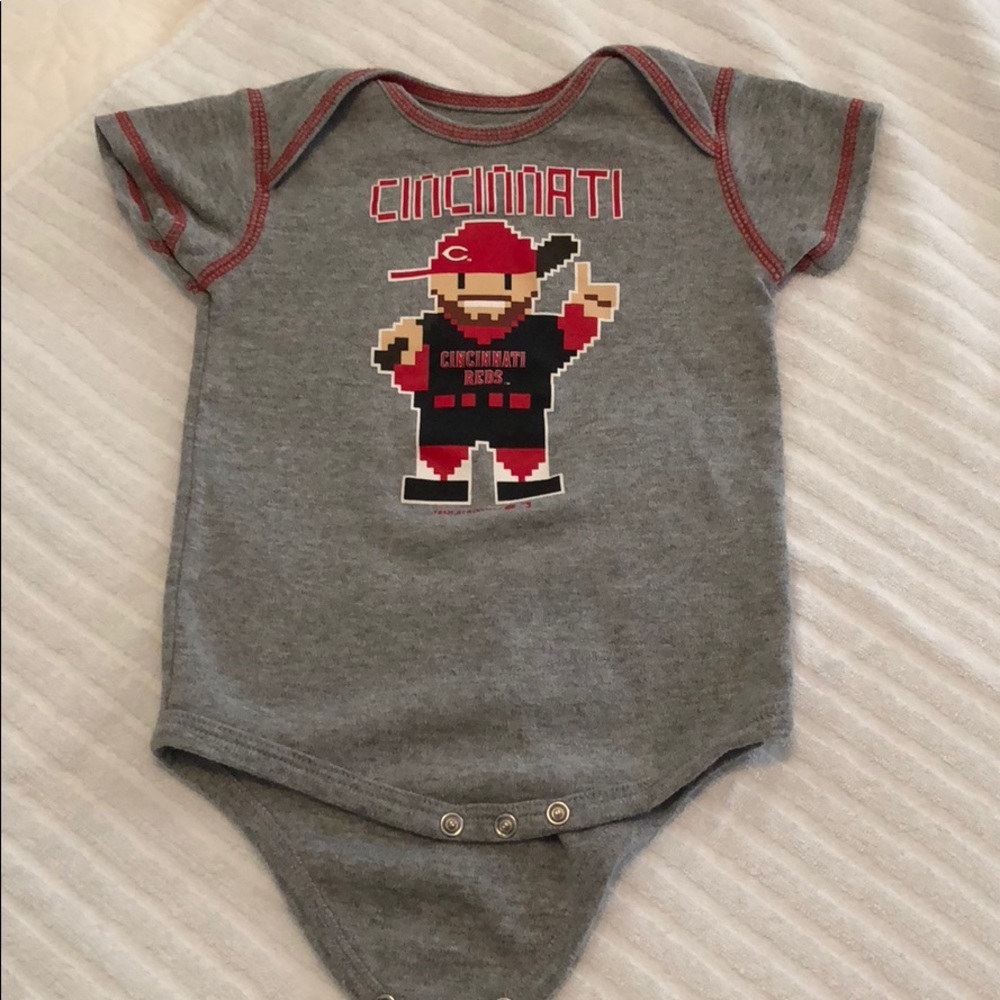 Licensed Cincinnati Reds onesie. 18m